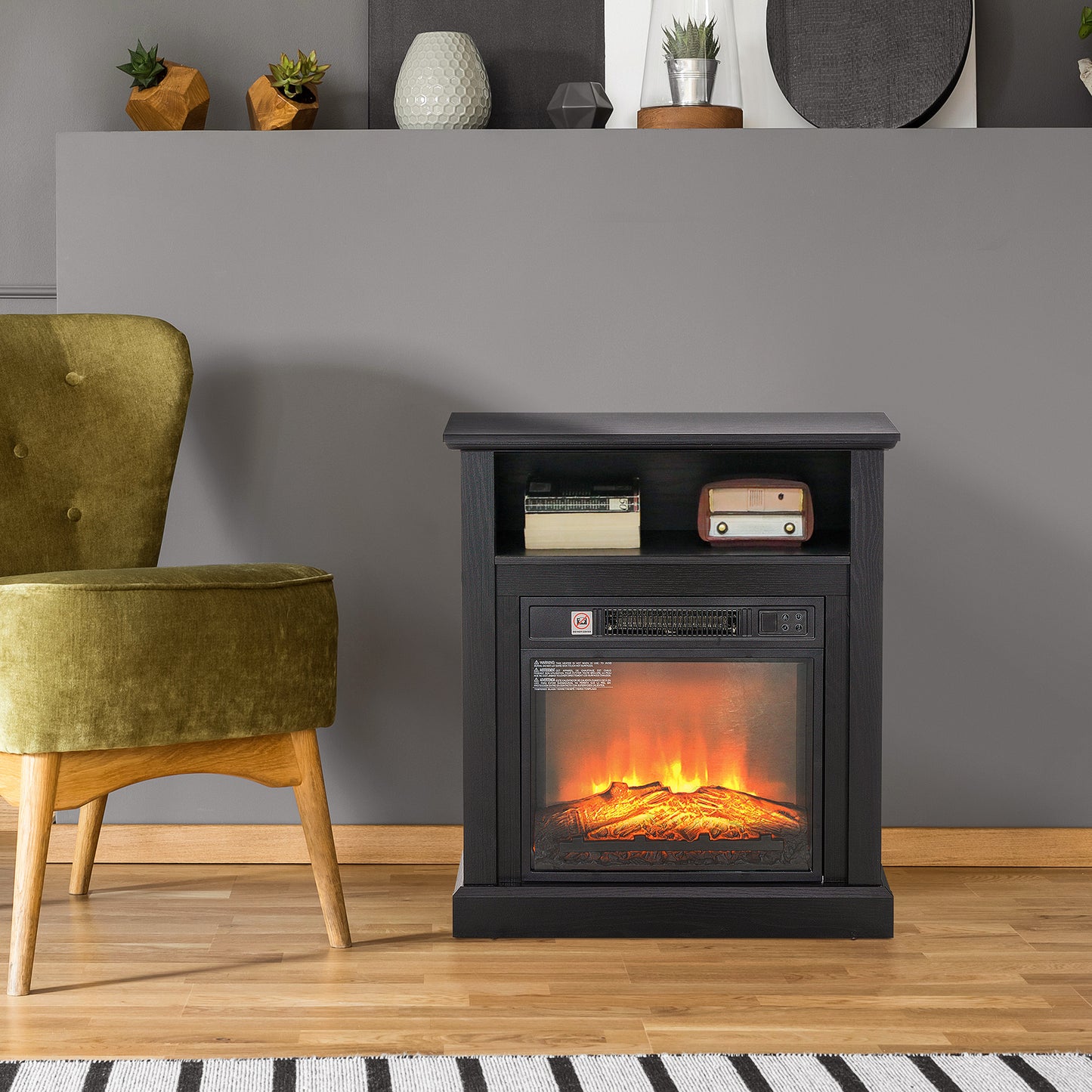 27" Freestanding Electric Fireplace with Mantel