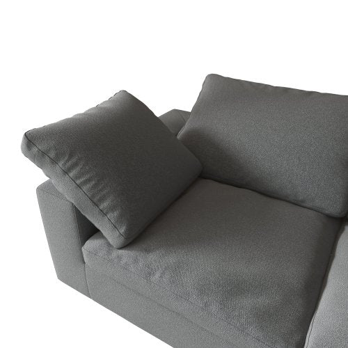 F-Concept Chenille Fabric Upholstered Sofa, Oversized Comfy Cloud 3-Seater Sofa Couch, Double Plush Cushion For Living Room,Grey