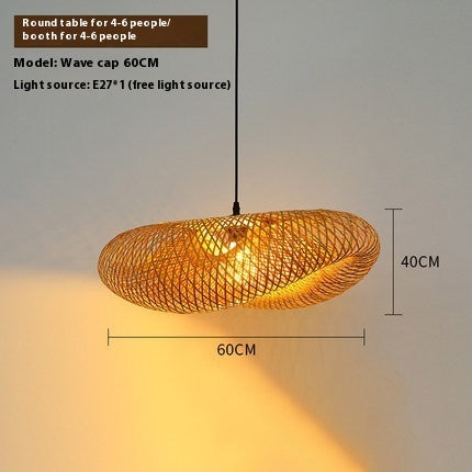 Bamboo Hanging Lamp Straw Hat-shaped Hanging Lamp