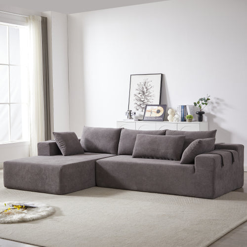 Modern Chenille Upholstered Sectional Sofa Couch Set,Modular 108 L Shaped Sectional Living Room Sofa Set With 6 Pillows,Free Combination Sofa Couch For Living Room,Bedroom