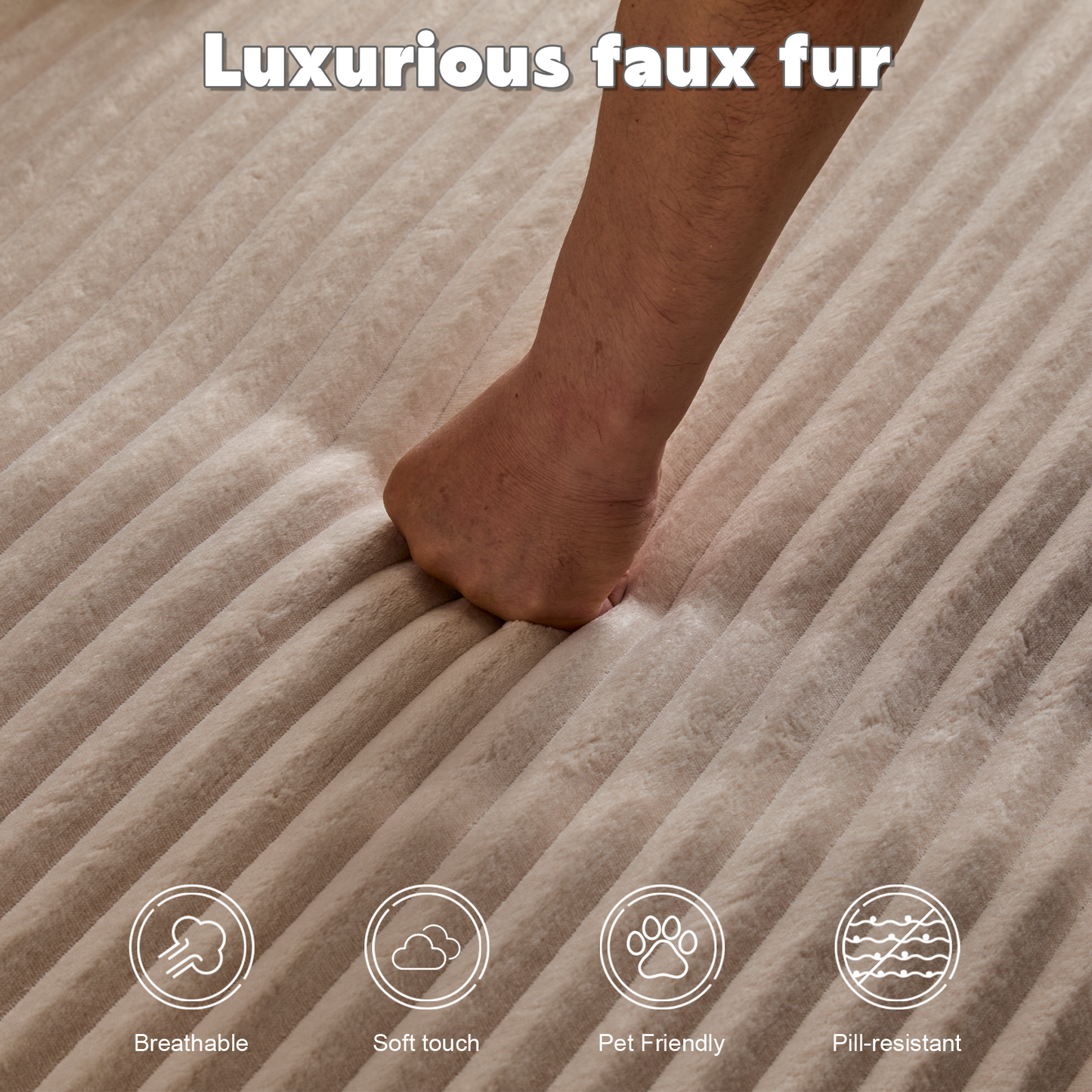 Oversized Chaise Lounge Chair Cozy Cloud Couch, Modern Plush Corduroy Upholstered Sleeper Sofa Daybed With 3 Throw Pillows And Wide Armrest For Living Room, No Assembly Required,Beige