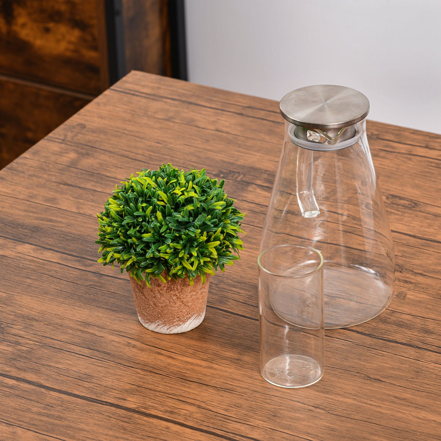 Dining Table Set 5-Piece Modern Counter Height With 4 Chairs Walnut