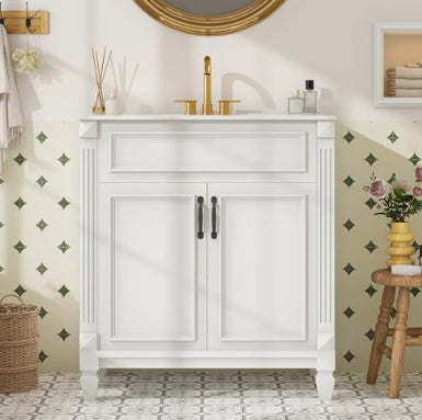 A Modern Bathroom Vanity With A Ceramic Basin And An Independent Bathroom Storage Cabinet With A Sink Combination Set
