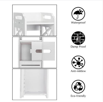Wood Plastic Panel Bathroom Shelf - White