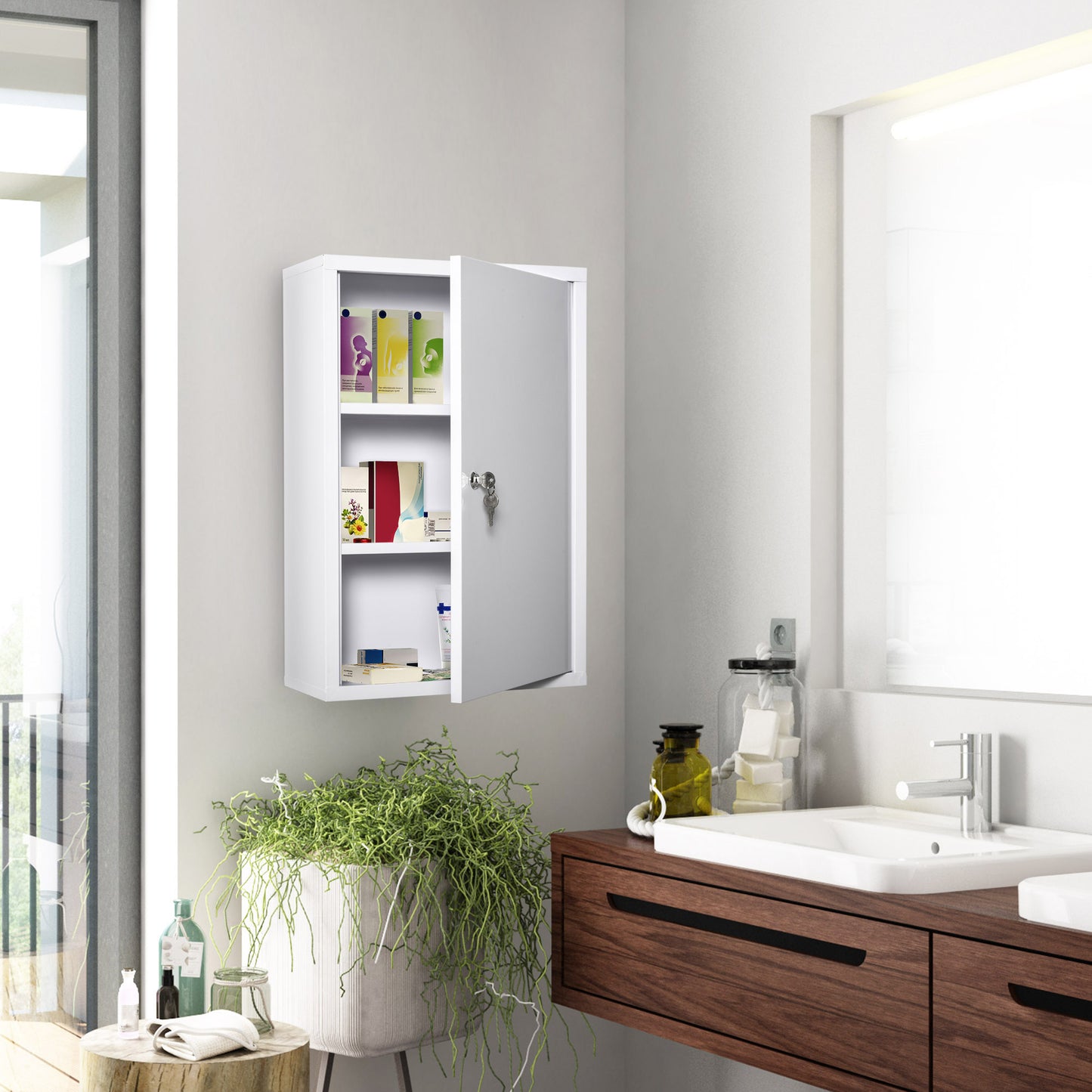 Wall Mount Medicine Cabinet 3 Tier Emergency Box for Bathroom Kitchen