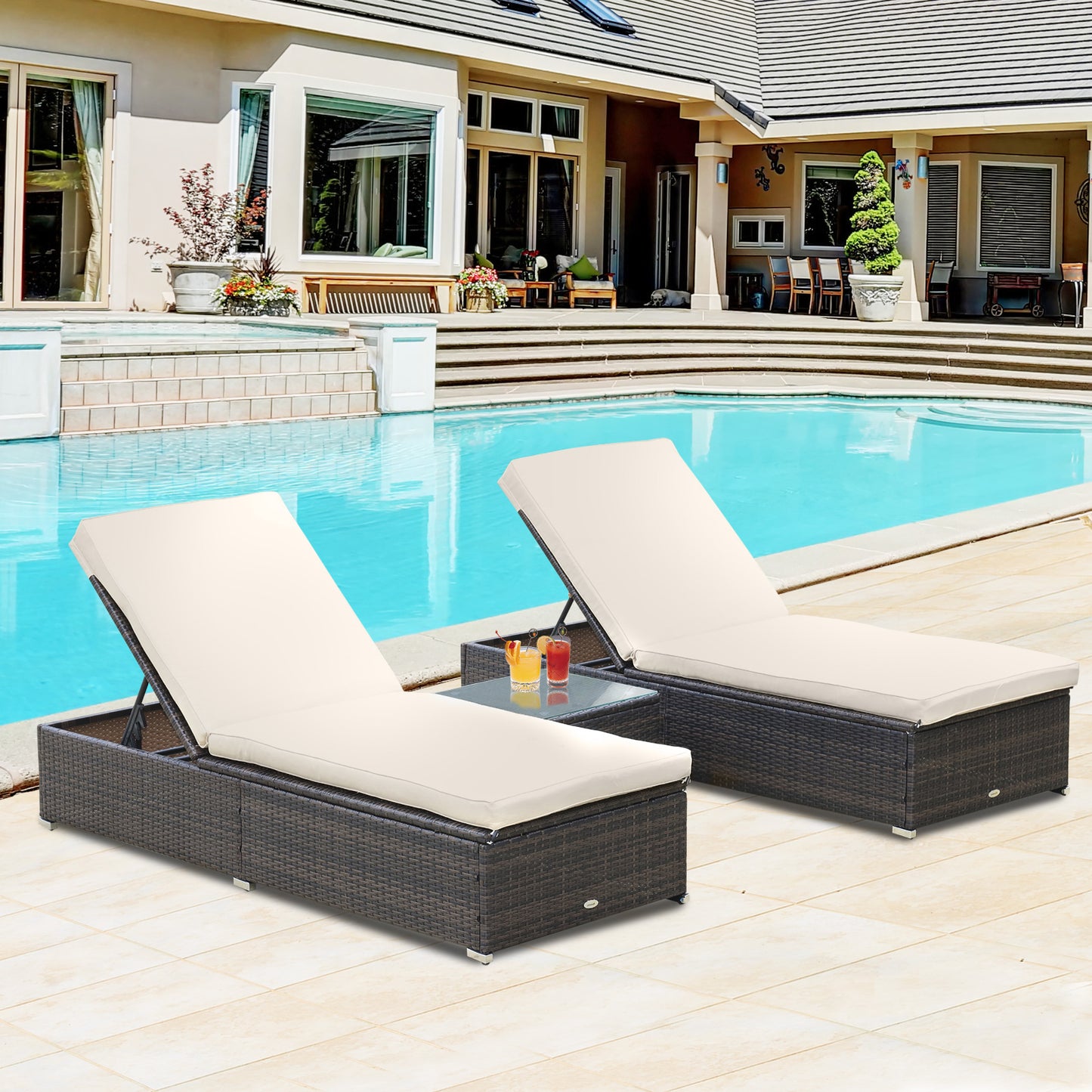 Chaise Lounge Chair Set of 2 with 5 Angle Backrest