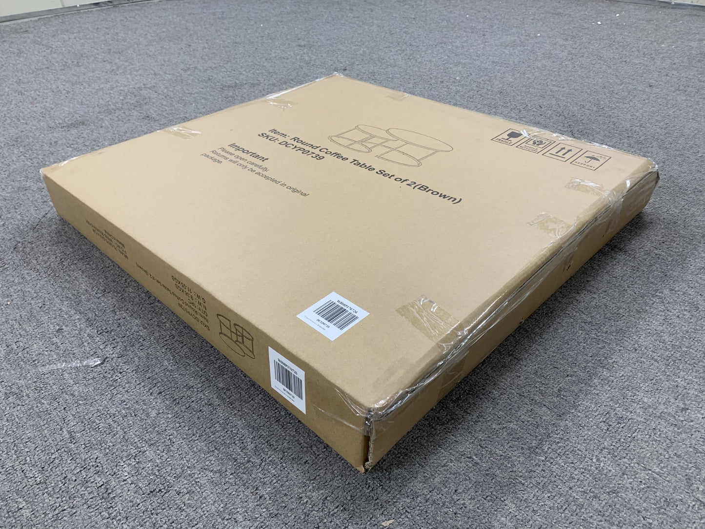 Nesting Coffee Table Set Of 2, 27.6inch Round Coffee Table Industrial Wood Finish With Sturdy Metal