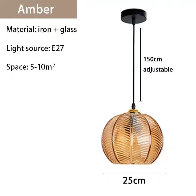 Creative Bedroom Light Leaf Pattern Glass Chandelier
