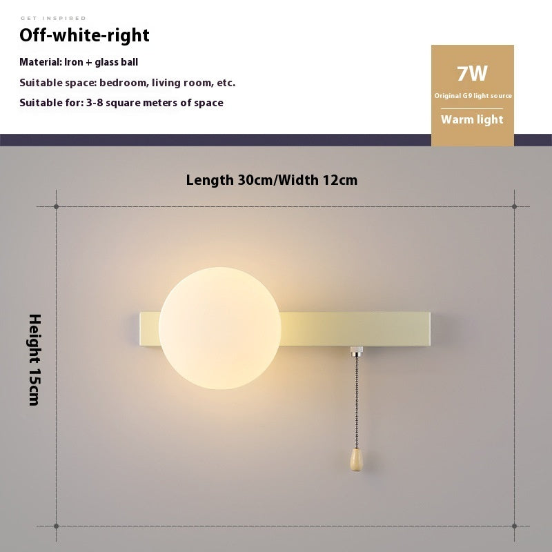Bedroom Pull Switch Bedside Wall Lamp Children's Room Warm Wall Lamp