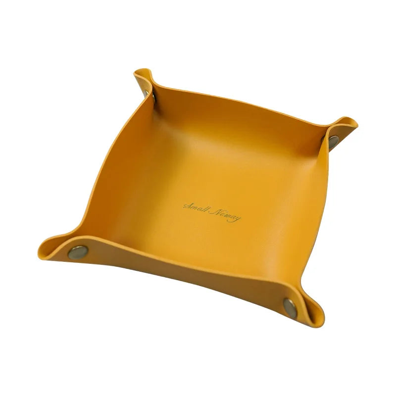 DecorBites™ Leather Desktop Organizer Tray: Home/Office Cosmetics, Jewelry, Key Storage Holder