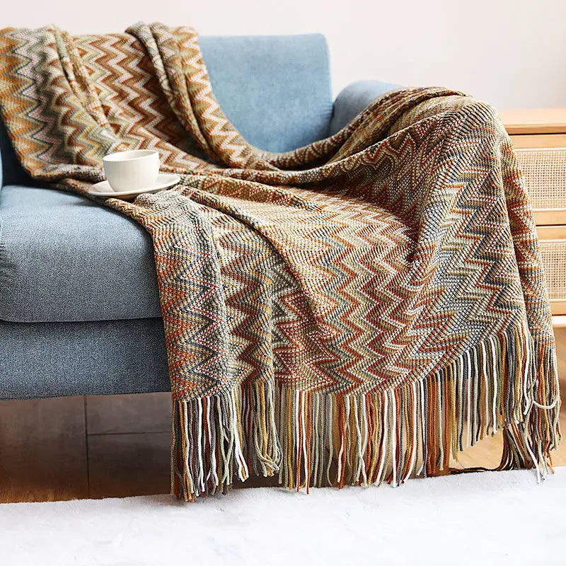DecorBites™ Geometric Aztec Baja Blanket - Boho Decor Sofa Cover & Throw