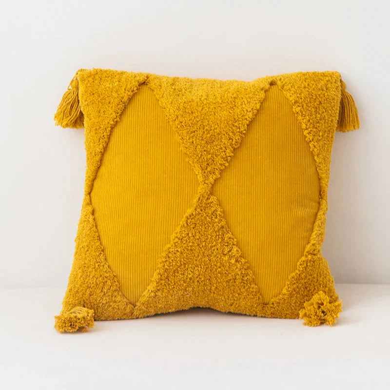 DecorBites™ Diamond Tassel Cushion Cover 45x45cm White Yellow Green Handmade Sofa Bed