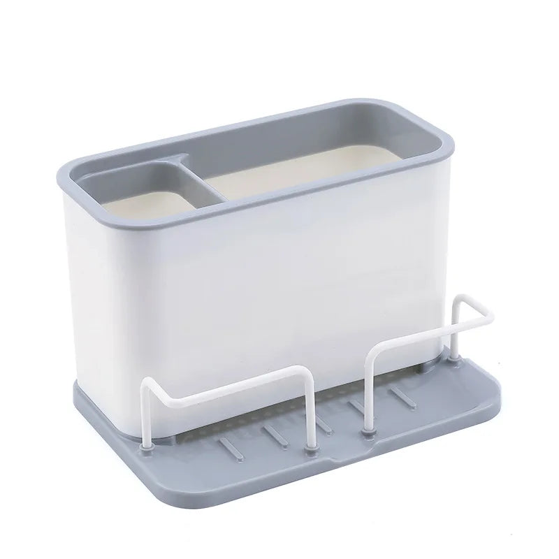 DecorBites™ Double Grid Cutlery Organizer Drainer - Kitchen Utensil Holder and Sponge Rack