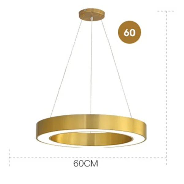 DecorBites™ Gold Copper Pendant Lights Nordic LED Hanging Lamp Modern Circle Ring Suspension