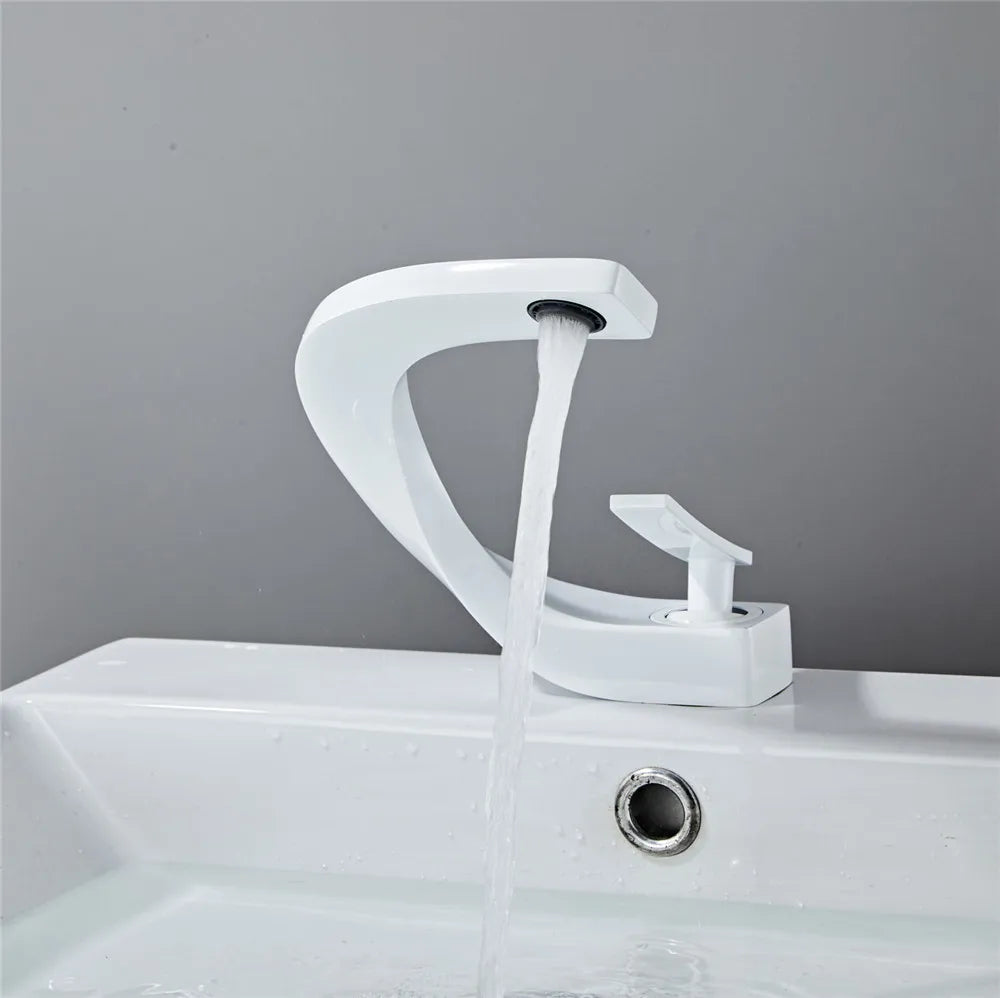 DecorBites™ Gold White Bathroom Basin Faucet Cold Hot Water Mixer Sink Tap