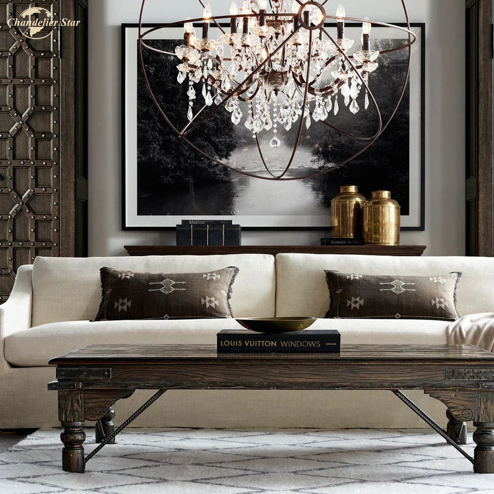DecorBites™ Crystal LED Chandelier: Contemporary Orb Pendant Light for Home Decor