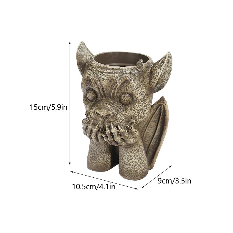 DecorBites™ Gargoyle Resin Vase Sculpture: Unique Home & Garden Decor Accessory