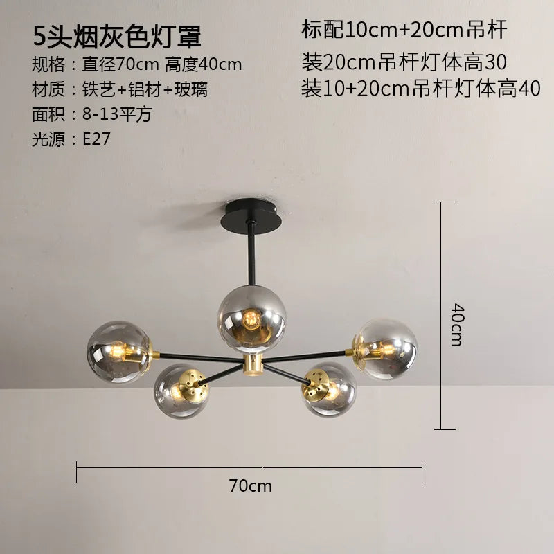 DecorBites™ Glass Ball LED Chandelier - Modern Indoor Lighting Fixtures for Living Room & Bedroom