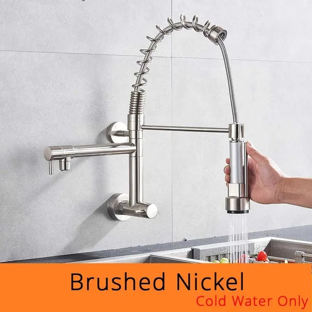 DecorBites™ Dual Spouts Kitchen Faucet with Handheld Shower - Wall Mounted Dual Spouts