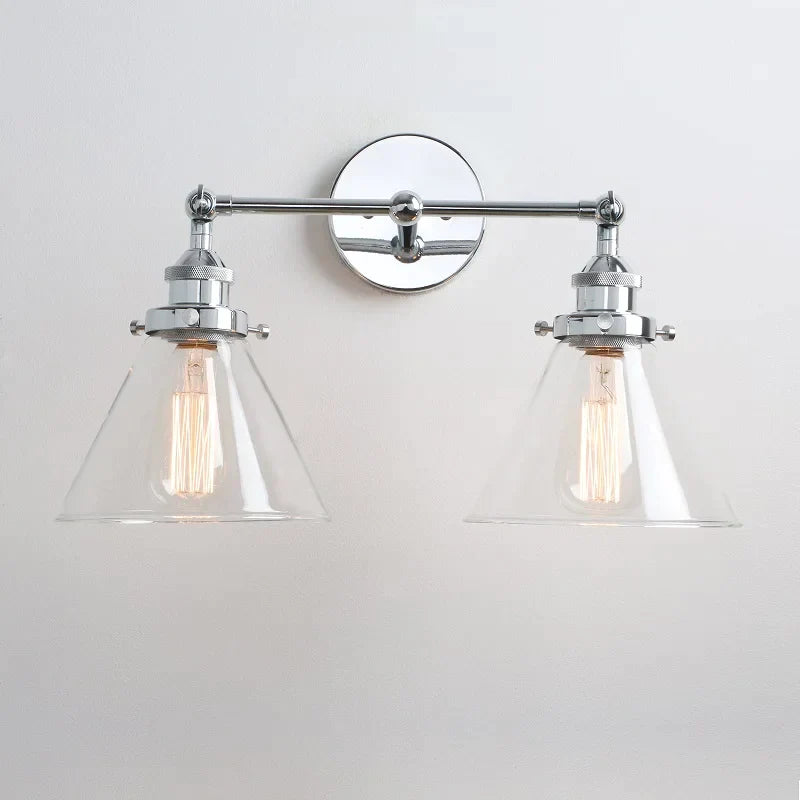 DecorBites™ Funnel Glass Metal Wall Light Double Heads Sconce Lamp Fixtures