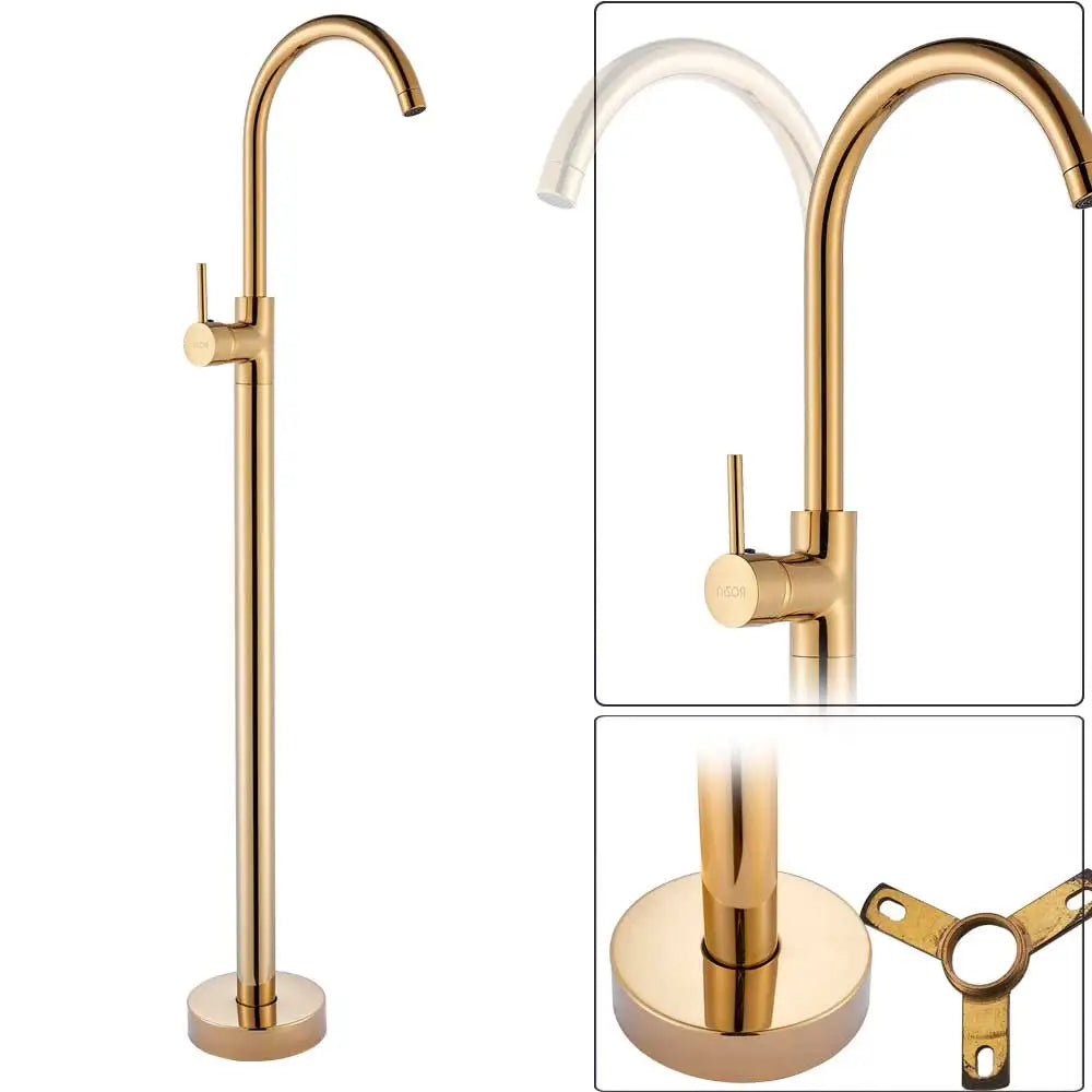 DecorBites™ Black Bronze Bath Shower Tub Faucet Floor Mounted Rotate Spout Hot Cold Tap