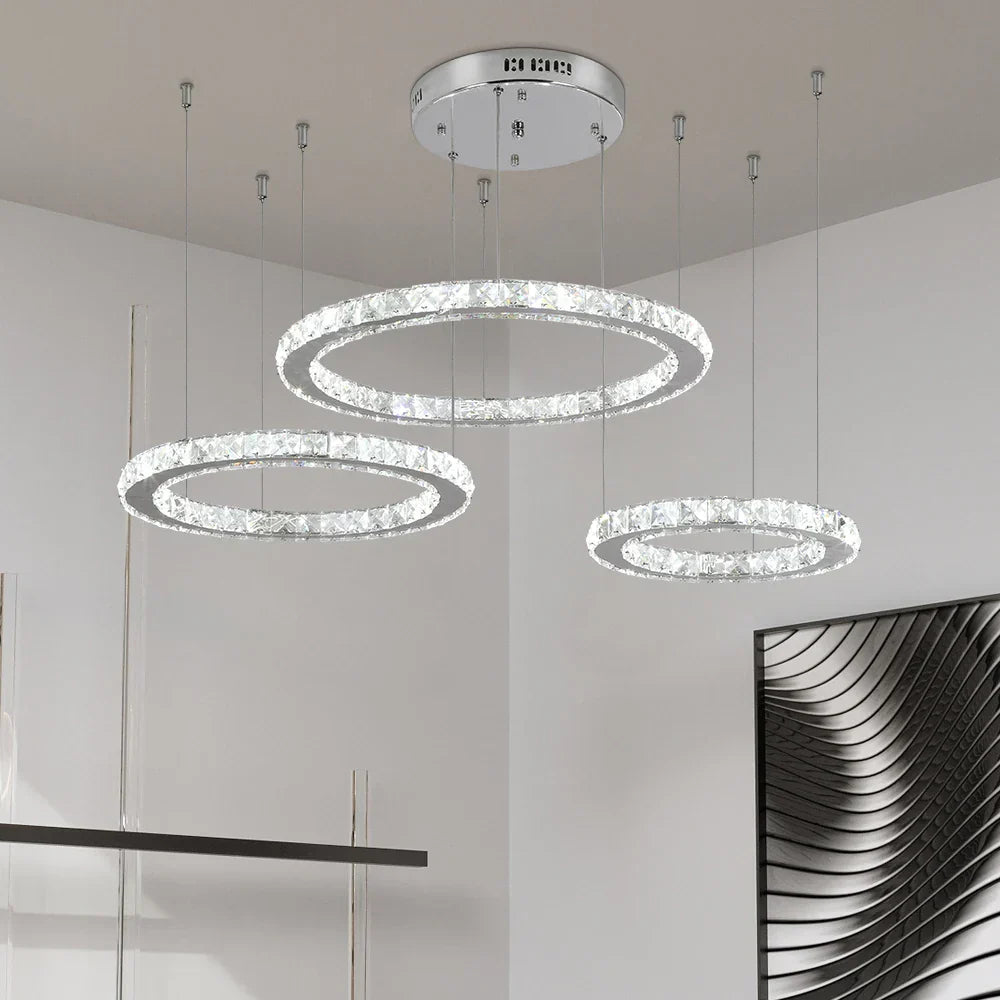 DecorBites™ Crystal LED Chandeliers: Modern Pendant Light for Living Room.