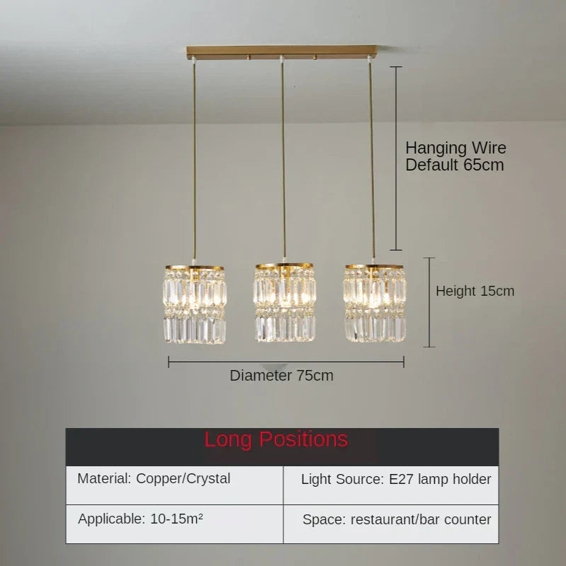 DecorBites™ Crystal Copper LED Chandelier Pendant Light Modern Luxury Ceiling Lamp