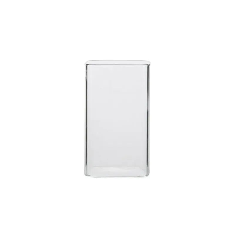 DecorBites™ 370ml Transparent Glass Square Tea Milk Cup - Temperature Resistant Juice Cup