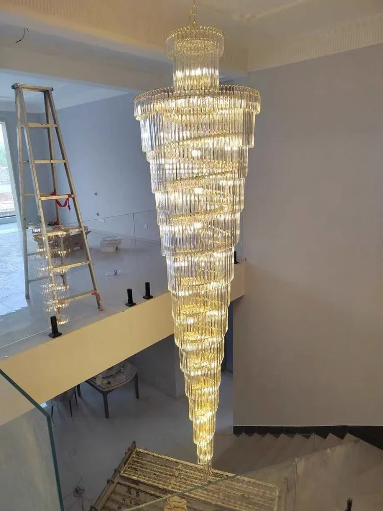 DecorBites™ Crystal Staircase Large Gold Chandelier