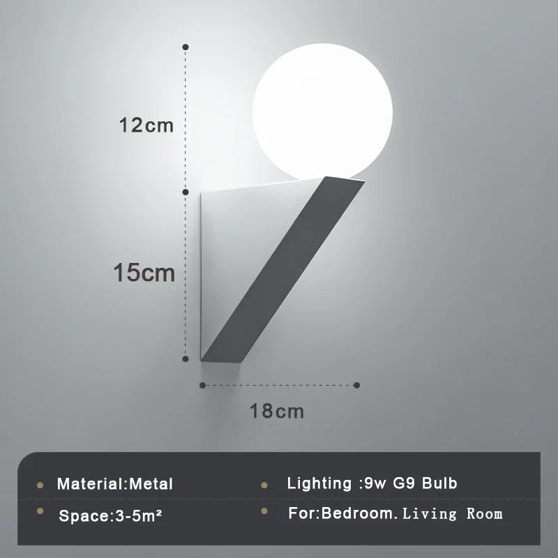 DecorBites™ Glass Ball Modern G9 LED Wall Sconce, 9W Indoor Wall Lamp for Bedroom Living Room