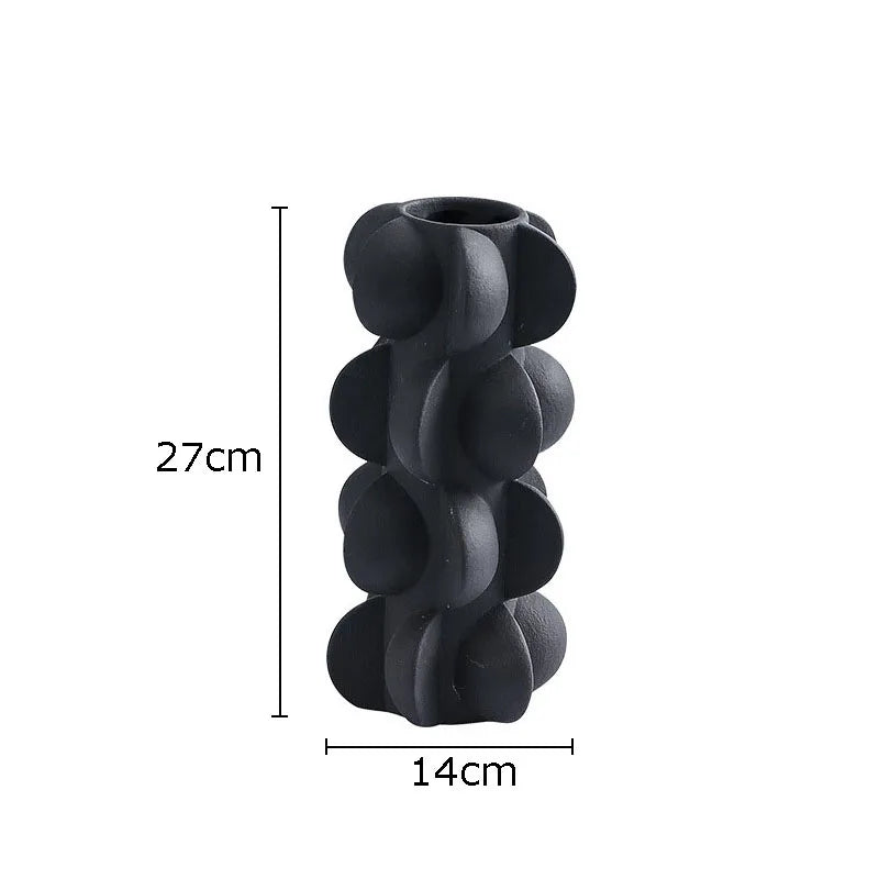 DecorBites™ Geometric Spiral Resin Vase - Black and White Flower Vase for Home Decor