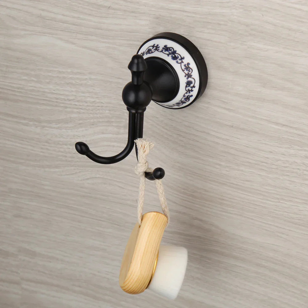 DecorBites™ Black Stainless Steel Wall Mounted Bathroom Towel Hook Robe Coat Hanger