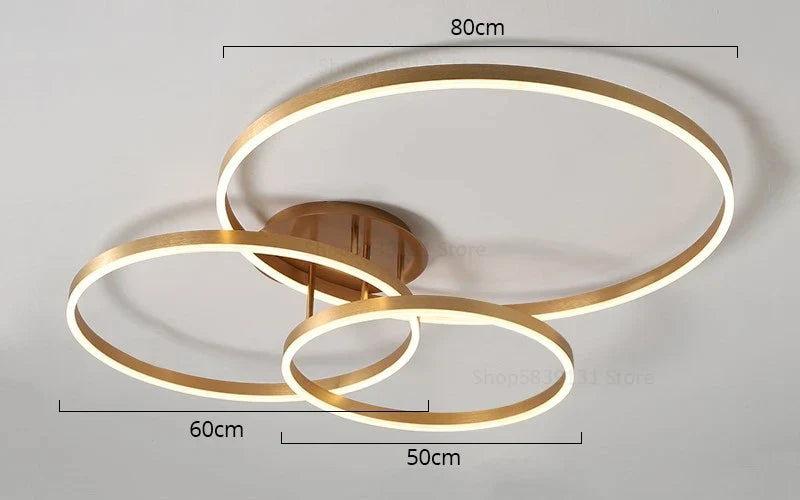 DecorBites™ Golden Coffee Round Circle LED Ceiling Light with Acrylic Lampshade - Creative Living Room Fixture