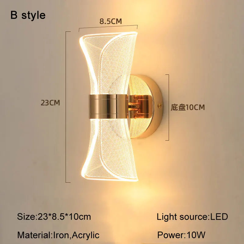 DecorBites™ Gold Nordic Acrylic LED Wall Lights for Bedroom Living Room Decoration