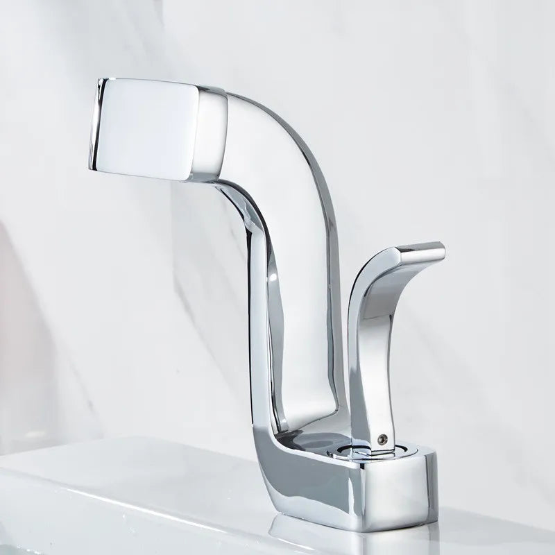 DecorBites™ Gold Brass Basin Faucet Cold Hot Water Mixer Sink Tap Deck Mount