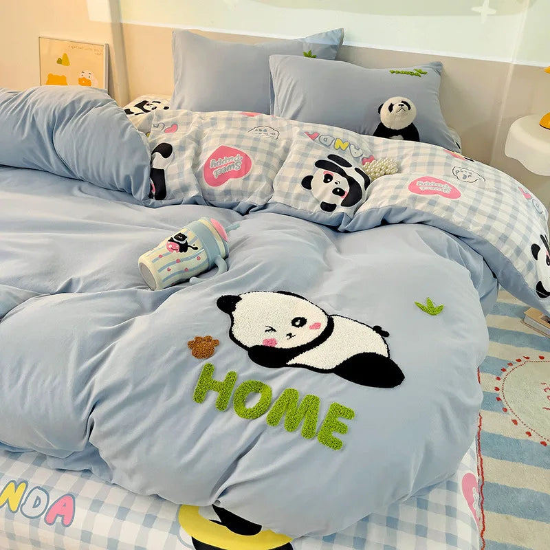 DecorBites™ Cotton Bedding Set Cute Pattern Soft Comforter Single/Double Size Duvet Cover