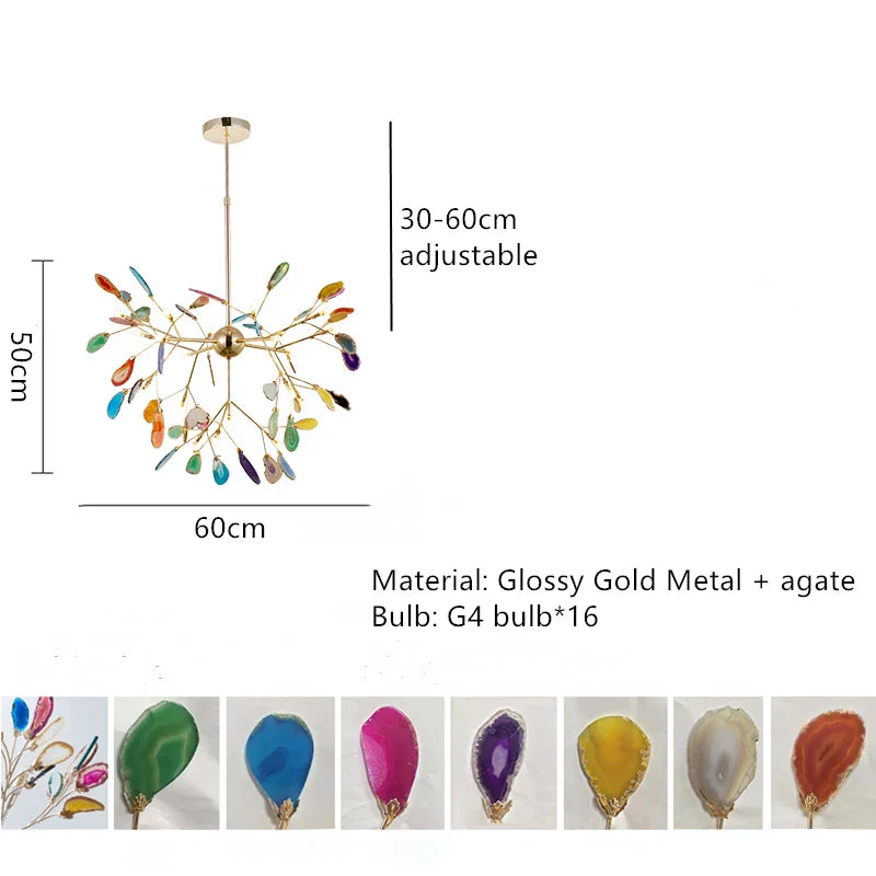 DecorBites™ Agate LED Wall Lamp Sconces Gold Metal Surface Mount E14 G4 Bulb