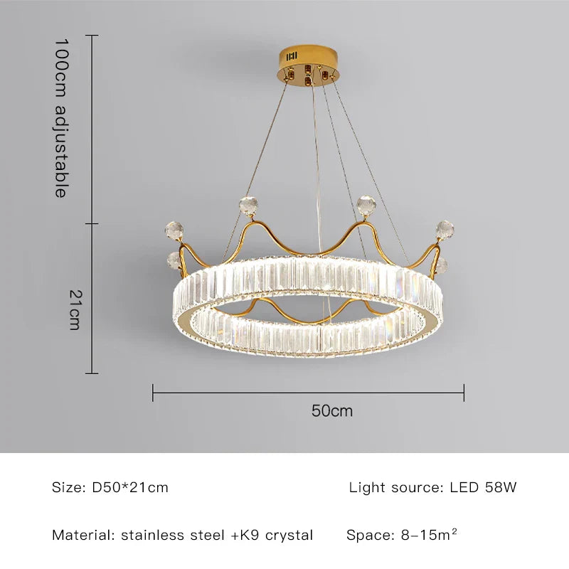 DecorBites™ Crown Petal LED Crystal Chandelier - Luxury Nordic Design for Girls' Bedroom