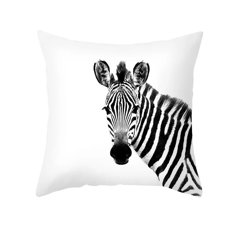 DecorBites™ Black Geometry Letters Print Cushion Cover for Home Decor & Office