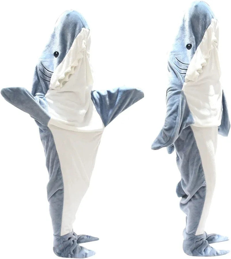 DecorBites™ Cozy Shark Blanket: Soft Flannel, Thicken, Warm Lap Sleeping Bag Pyjamas