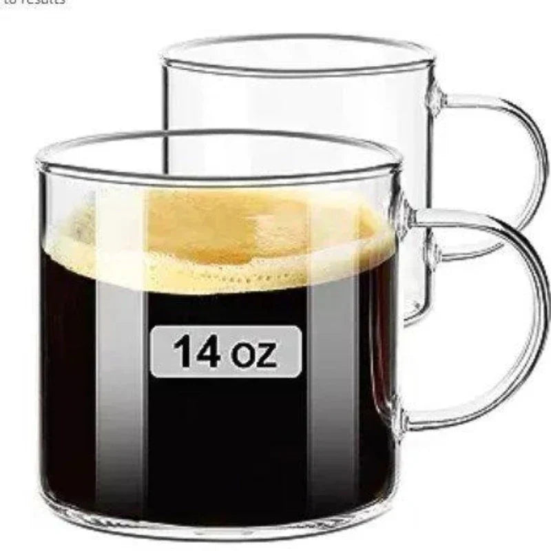DecorBites™ Glass Handle Coffee Cup Set, Cold & Low Temp Resistant, Transparent Tea Cups
