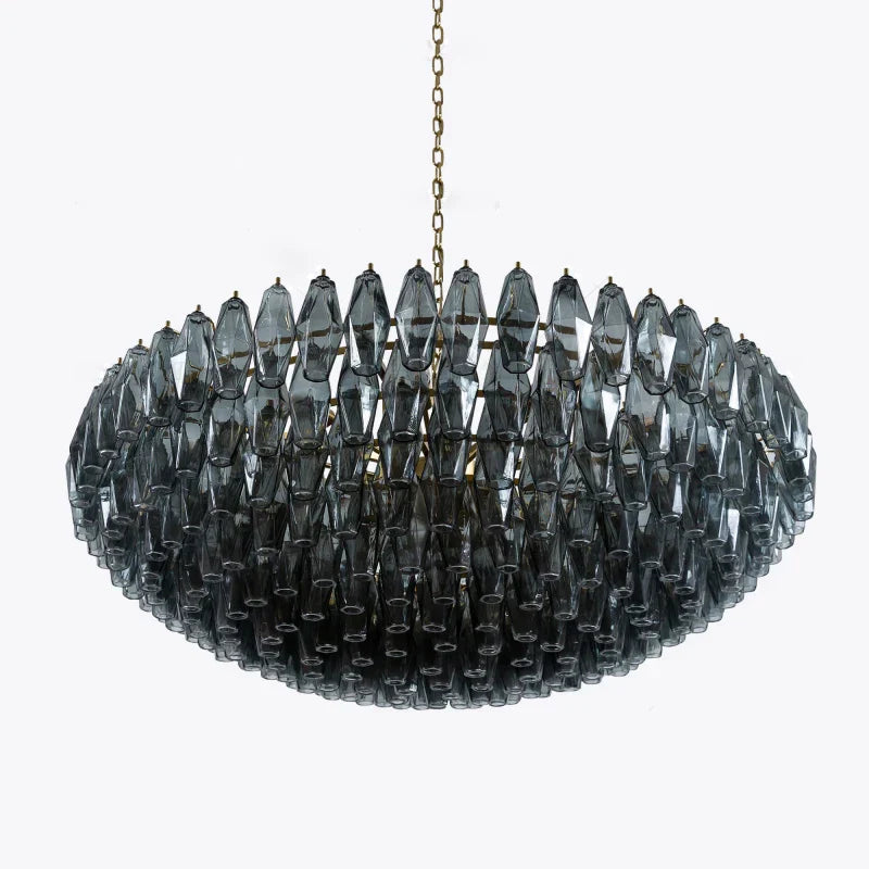DecorBites™ Gray Glass Chandelier | Luxury Purple Light Fixture