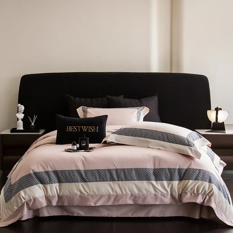 DecorBites™ Luxe Egyptian Cotton Bedding Set - Full Queen King Duvet Cover Flat Sheet Pillowcases