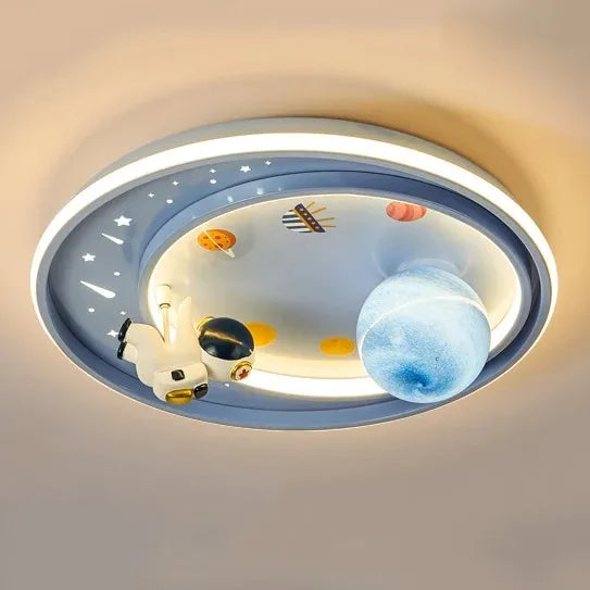 DecorBites™ Kids Moon Astronaut LED Ceiling Light for Eye Care in Blue Pink Carton Theme