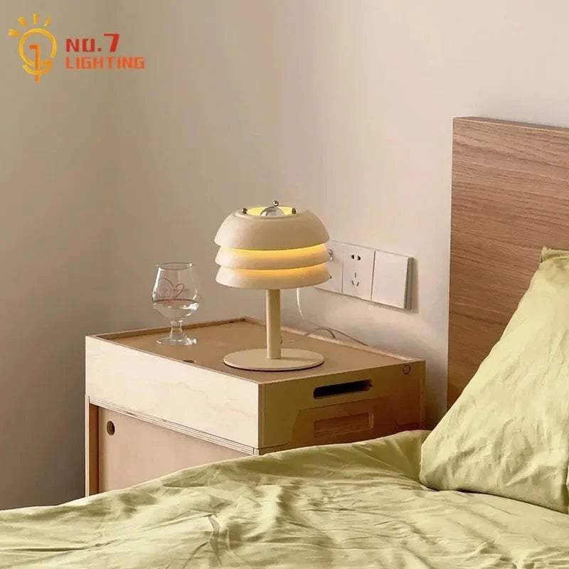 DecorBites™ Cream Medieval Design LED Table Lamp for Bedroom, Living Room, Kitchen, Cafe