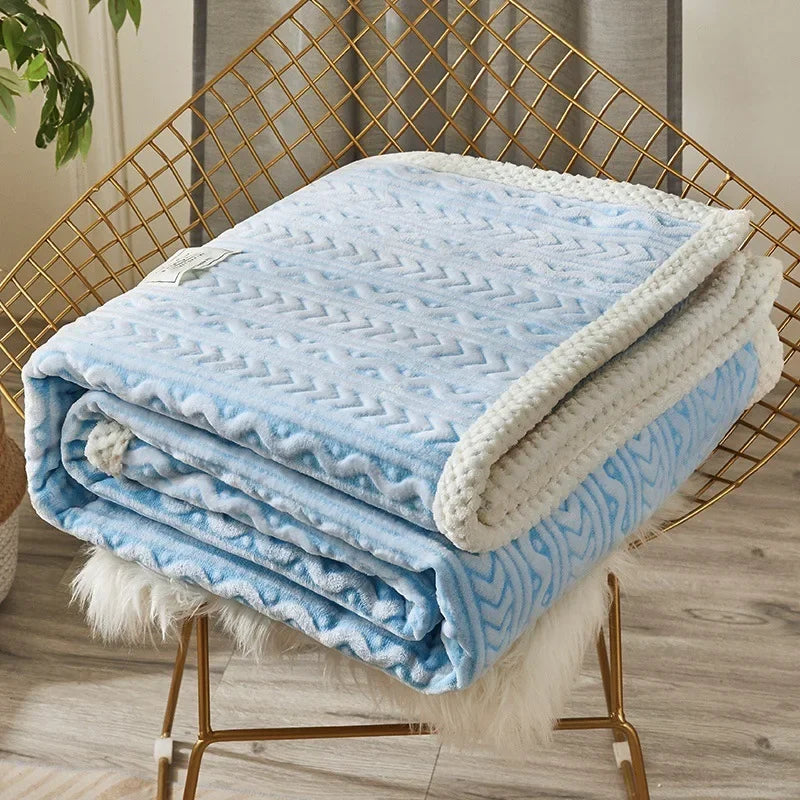 DecorBites™ Coral Fleece Flannel Blanket: Cozy Single/Queen Size Little Quilt - Winter Office/Dorm Warmth