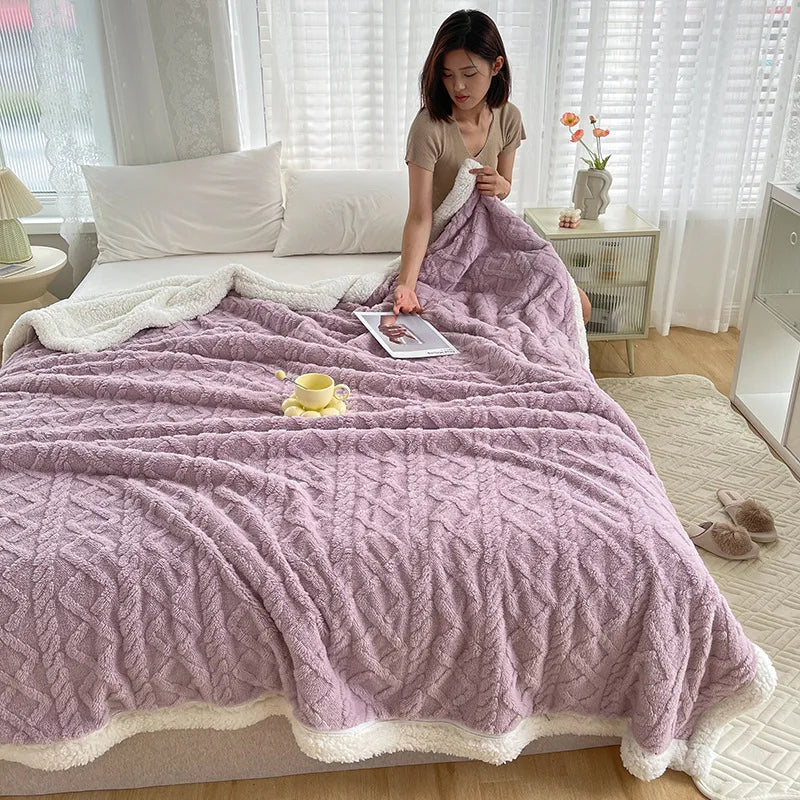 DecorBites™ Lambswool Coral Flannel Blanket for Home & Office - Cozy Sofa & Bed Cover