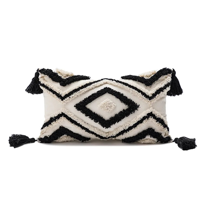 DecorBites™ Geometric Embroidery Boho Cushion Cover Sofa Decorative Pillowcase Canvas Cotton