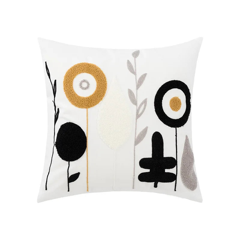 DecorBites™ Daisy Floral Geometric Embroidery Pillowcase, Soft Comfortable Home Decor Cover