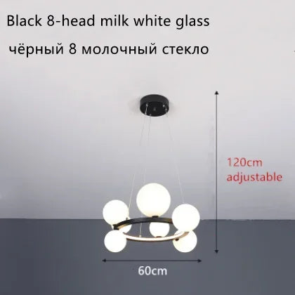 DecorBites™ Glass Ball LED Chandelier: Modern Nordic Style for Living, Dining, Kitchen, Study
